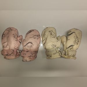 Dino Toddler Mittens Lined Fleece Snow Gloves for Girls